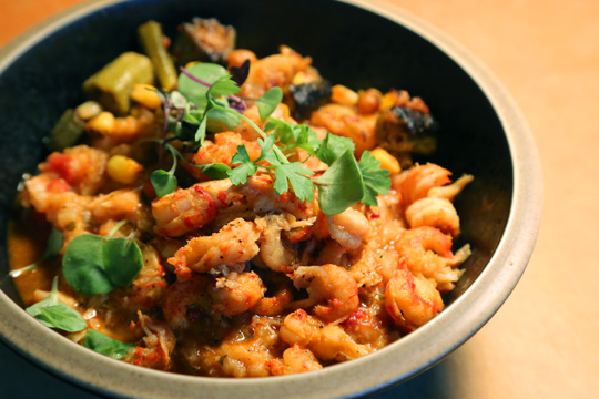 Crawfish Jambalaya with local succotash