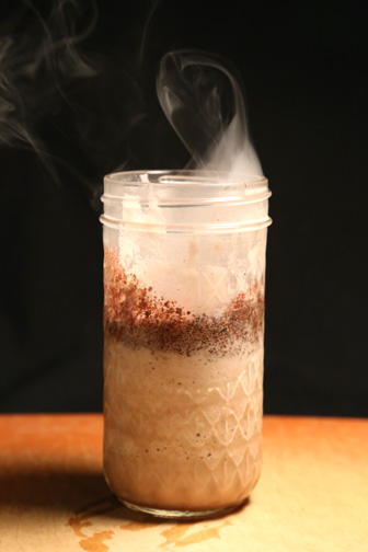 Tobacco Chocolate Milkshake with bourbon, smoke, and "ashes"